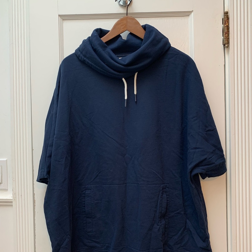 EUC LL BEAN Navy Blue Pull Over with Drawstring Neck